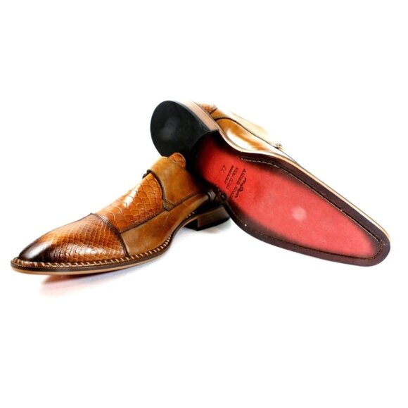 Doula Crocodile Printed Brown Monk Straps Calfskin